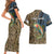 Rainbow Trout Fishing Couples Matching Short Sleeve Bodycon Dress and Hawaiian Shirt with Camouflage Reeds and Forest Background in Nature-Inspired Colors - Wonder Print Shop