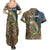 Rainbow Trout Fishing Couples Matching Summer Maxi Dress and Hawaiian Shirt with Camouflage Reeds and Forest Background in Nature-Inspired Colors - Wonder Print Shop