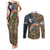 Rainbow Trout Fishing Couples Matching Tank Maxi Dress and Long Sleeve Button Shirt with Camouflage Reeds and Forest Background in Nature-Inspired Colors - Wonder Print Shop