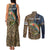 Rainbow Trout Fishing Couples Matching Tank Maxi Dress and Long Sleeve Button Shirt with Camouflage Reeds and Forest Background in Nature-Inspired Colors - Wonder Print Shop