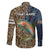 Rainbow Trout Fishing Family Matching Long Sleeve Bodycon Dress and Hawaiian Shirt with Camouflage Reeds and Forest Background in Nature-Inspired Colors - Wonder Print Shop