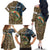 Rainbow Trout Fishing Family Matching Off The Shoulder Long Sleeve Dress and Hawaiian Shirt with Camouflage Reeds and Forest Background in Nature-Inspired Colors - Wonder Print Shop