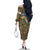 Rainbow Trout Fishing Family Matching Off The Shoulder Long Sleeve Dress and Hawaiian Shirt with Camouflage Reeds and Forest Background in Nature-Inspired Colors - Wonder Print Shop