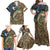 Rainbow Trout Fishing Family Matching Off Shoulder Maxi Dress and Hawaiian Shirt with Camouflage Reeds and Forest Background in Nature-Inspired Colors - Wonder Print Shop