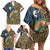 Rainbow Trout Fishing Family Matching Off Shoulder Short Dress and Hawaiian Shirt with Camouflage Reeds and Forest Background in Nature-Inspired Colors - Wonder Print Shop