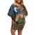 Rainbow Trout Fishing Family Matching Off Shoulder Short Dress and Hawaiian Shirt with Camouflage Reeds and Forest Background in Nature-Inspired Colors - Wonder Print Shop