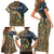 Rainbow Trout Fishing Family Matching Short Sleeve Bodycon Dress and Hawaiian Shirt with Camouflage Reeds and Forest Background in Nature-Inspired Colors - Wonder Print Shop