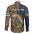 Rainbow Trout Fishing Family Matching Short Sleeve Bodycon Dress and Hawaiian Shirt with Camouflage Reeds and Forest Background in Nature-Inspired Colors - Wonder Print Shop