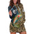Rainbow Trout Fishing Hoodie Dress with Camouflage Reeds and Forest Background in Nature-Inspired Colors - Wonder Print Shop