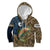 Rainbow Trout Fishing Kid Hoodie with Camouflage Reeds and Forest Background in Nature-Inspired Colors - Wonder Print Shop
