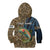 Rainbow Trout Fishing Kid Hoodie with Camouflage Reeds and Forest Background in Nature-Inspired Colors - Wonder Print Shop