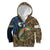 Rainbow Trout Fishing Kid Hoodie with Camouflage Reeds and Forest Background in Nature-Inspired Colors - Wonder Print Shop
