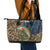 Rainbow Trout Fishing Leather Tote Bag with Camouflage Reeds and Forest Background in Nature-Inspired Colors - Wonder Print Shop