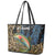 Rainbow Trout Fishing Leather Tote Bag with Camouflage Reeds and Forest Background in Nature-Inspired Colors - Wonder Print Shop