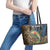 Rainbow Trout Fishing Leather Tote Bag with Camouflage Reeds and Forest Background in Nature-Inspired Colors - Wonder Print Shop