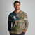 Rainbow Trout Fishing Long Sleeve Polo Shirt with Camouflage Reeds and Forest Background in Nature-Inspired Colors - Wonder Print Shop