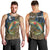 Rainbow Trout Fishing Men Tank Top with Camouflage Reeds and Forest Background in Nature-Inspired Colors - Wonder Print Shop