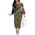 Rainbow Trout Fishing Off The Shoulder Long Sleeve Dress with Camouflage Reeds and Forest Background in Nature-Inspired Colors - Wonder Print Shop