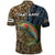 Rainbow Trout Fishing Polo Shirt with Camouflage Reeds and Forest Background in Nature-Inspired Colors - Wonder Print Shop