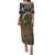 Rainbow Trout Fishing Puletasi with Camouflage Reeds and Forest Background in Nature-Inspired Colors - Wonder Print Shop