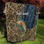 Rainbow Trout Fishing Quilt with Camouflage Reeds and Forest Background in Nature-Inspired Colors - Wonder Print Shop