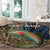 Rainbow Trout Fishing Round Carpet with Camouflage Reeds and Forest Background in Nature-Inspired Colors - Wonder Print Shop