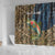 Rainbow Trout Fishing Shower Curtain with Camouflage Reeds and Forest Background in Nature-Inspired Colors - Wonder Print Shop