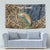 Rainbow Trout Fishing Tapestry with Camouflage Reeds and Forest Background in Nature-Inspired Colors - Wonder Print Shop
