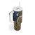 Rainbow Trout Fishing Tumbler With Handle with Camouflage Reeds and Forest Background in Nature-Inspired Colors - Wonder Print Shop