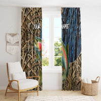 Rainbow Trout Fishing Window Curtain with Camouflage Reeds and Forest Background in Nature-Inspired Colors - Wonder Print Shop