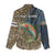 Rainbow Trout Fishing Women Casual Shirt with Camouflage Reeds and Forest Background in Nature-Inspired Colors - Wonder Print Shop