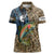 Rainbow Trout Fishing Women Polo Shirt with Camouflage Reeds and Forest Background in Nature-Inspired Colors - Wonder Print Shop