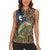 Rainbow Trout Fishing Women Sleeveless Polo Shirt with Camouflage Reeds and Forest Background in Nature-Inspired Colors - Wonder Print Shop