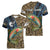 Rainbow Trout Fishing Women V-Neck T-Shirt with Camouflage Reeds and Forest Background in Nature-Inspired Colors - Wonder Print Shop