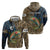 Rainbow Trout Fishing Zip Hoodie with Camouflage Reeds and Forest Background in Nature-Inspired Colors - Wonder Print Shop
