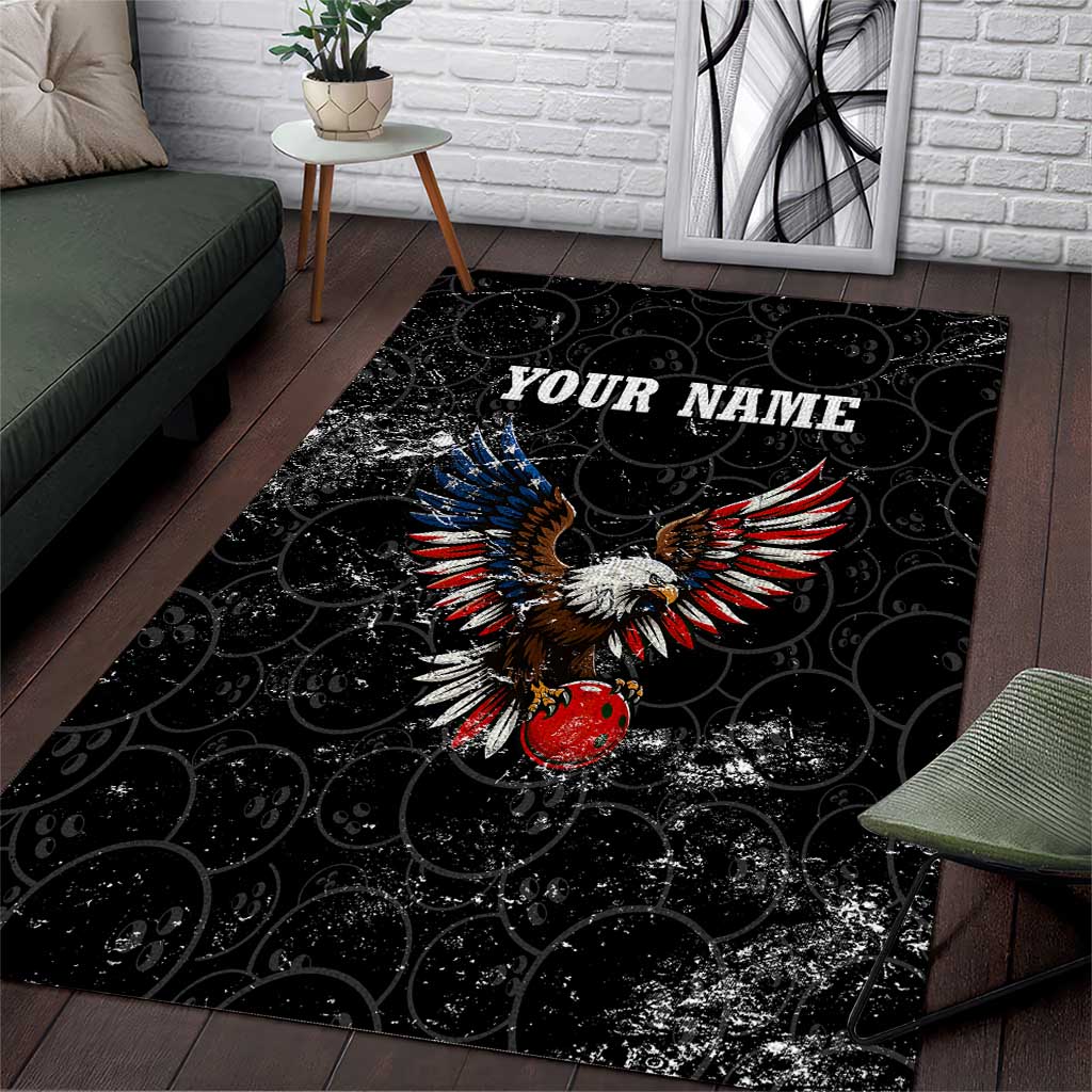American Eagle Bowling Area Rug with Distressed Flag and Grunge Pattern in Red White and Blue - Wonder Print Shop