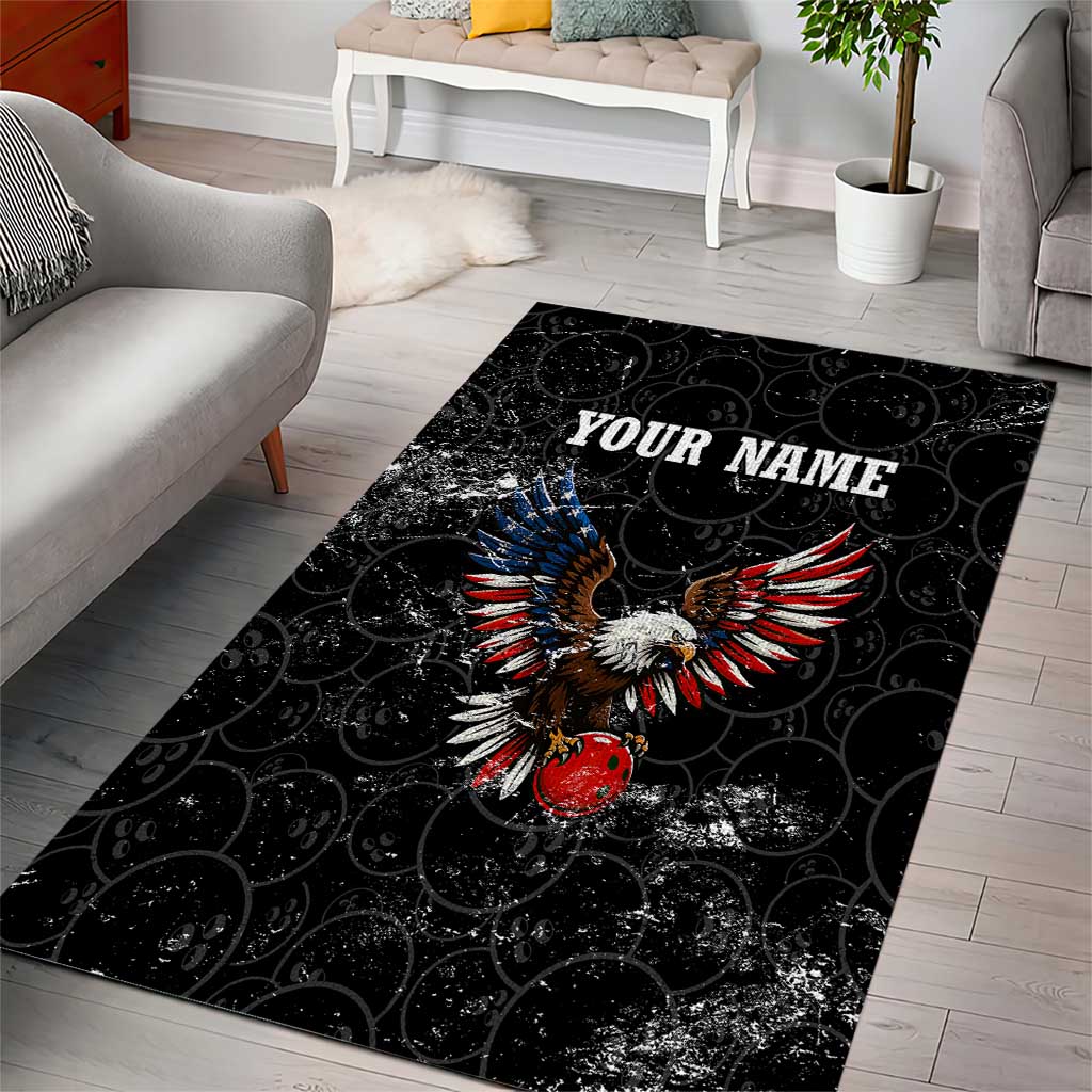American Eagle Bowling Area Rug with Distressed Flag and Grunge Pattern in Red White and Blue - Wonder Print Shop