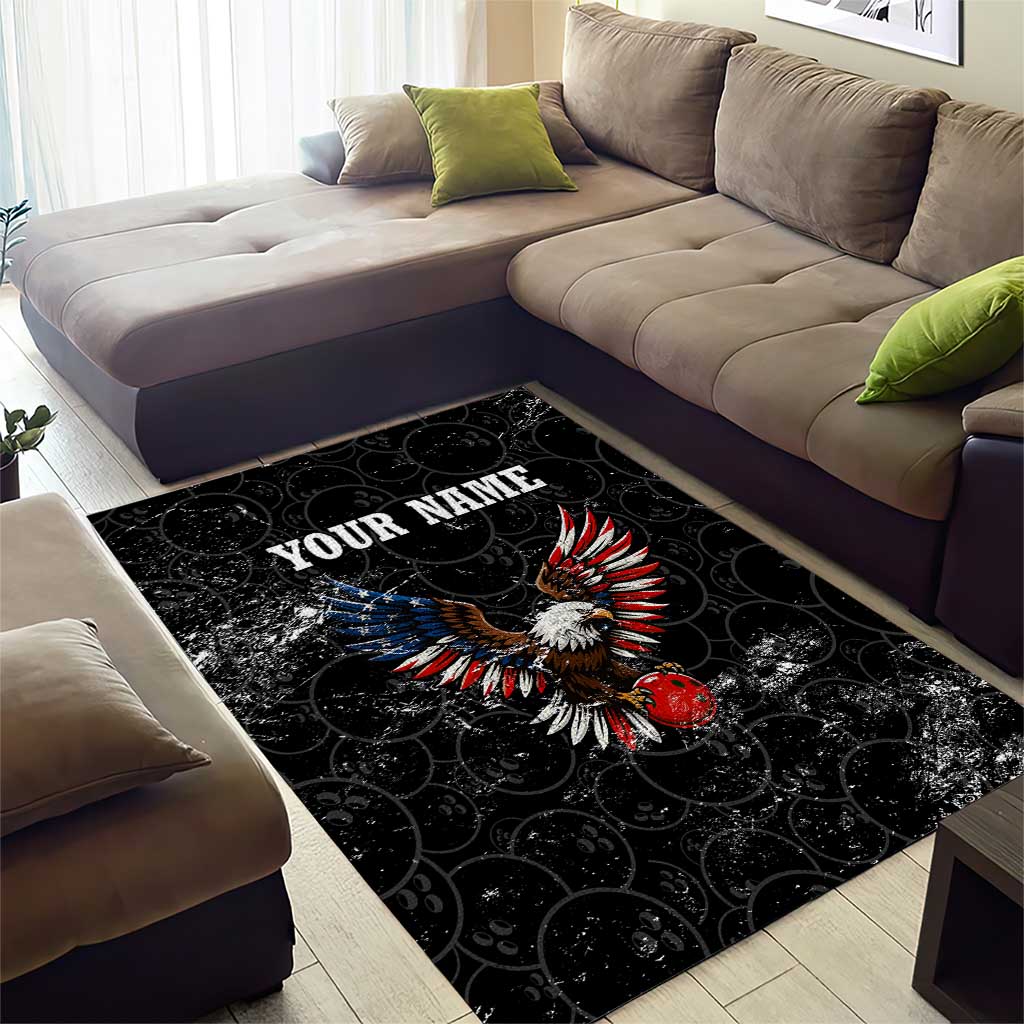 American Eagle Bowling Area Rug with Distressed Flag and Grunge Pattern in Red White and Blue - Wonder Print Shop