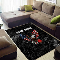American Eagle Bowling Area Rug with Distressed Flag and Grunge Pattern in Red White and Blue - Wonder Print Shop