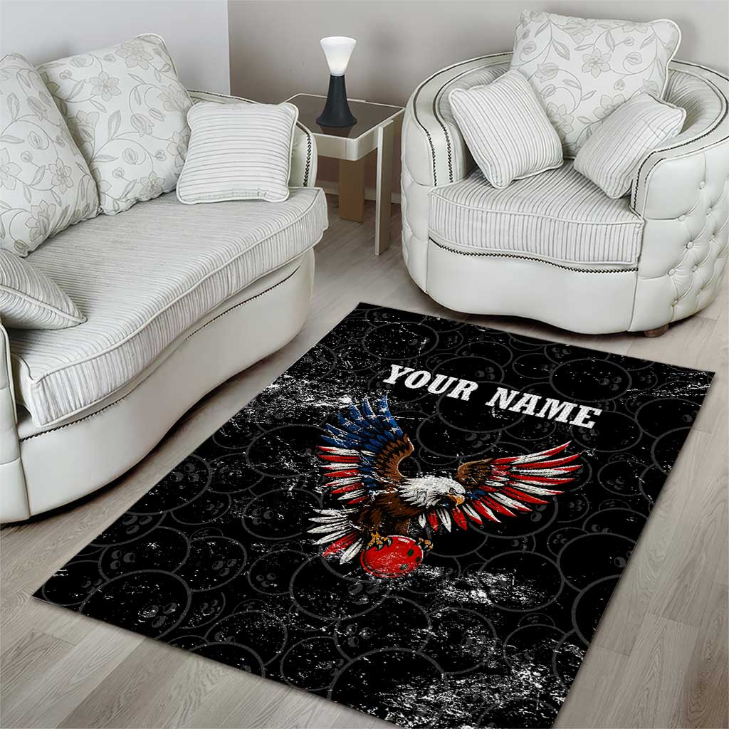 American Eagle Bowling Area Rug with Distressed Flag and Grunge Pattern in Red White and Blue - Wonder Print Shop