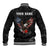 American Eagle Bowling Baseball Jacket with Distressed Flag and Grunge Pattern in Red White and Blue - Wonder Print Shop