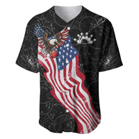 American Eagle Bowling Baseball Jersey with Distressed Flag and Grunge Pattern in Red White and Blue - Wonder Print Shop