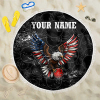 American Eagle Bowling Beach Blanket with Distressed Flag and Grunge Pattern in Red White and Blue - Wonder Print Shop