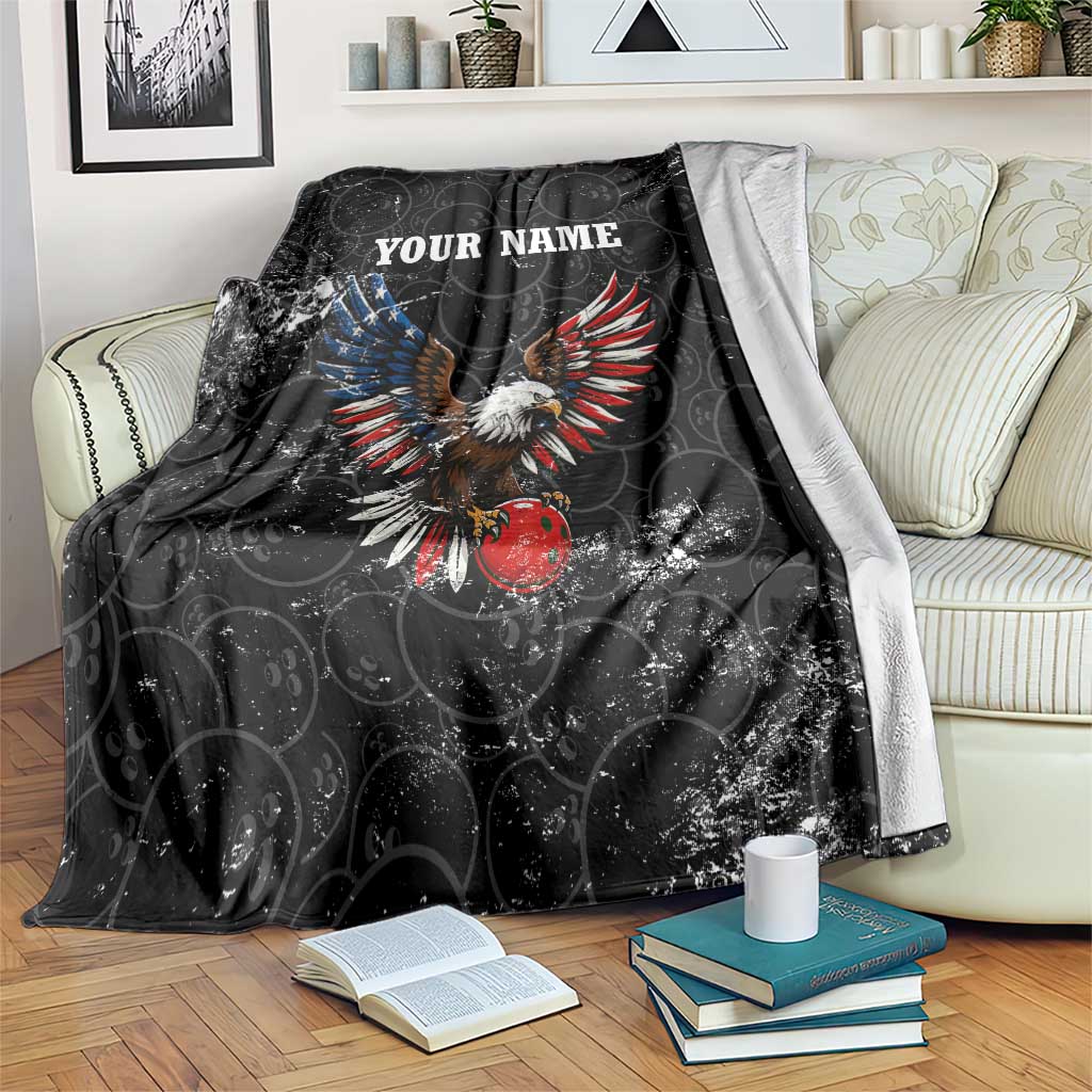 American Eagle Bowling Blanket with Distressed Flag and Grunge Pattern in Red White and Blue - Wonder Print Shop