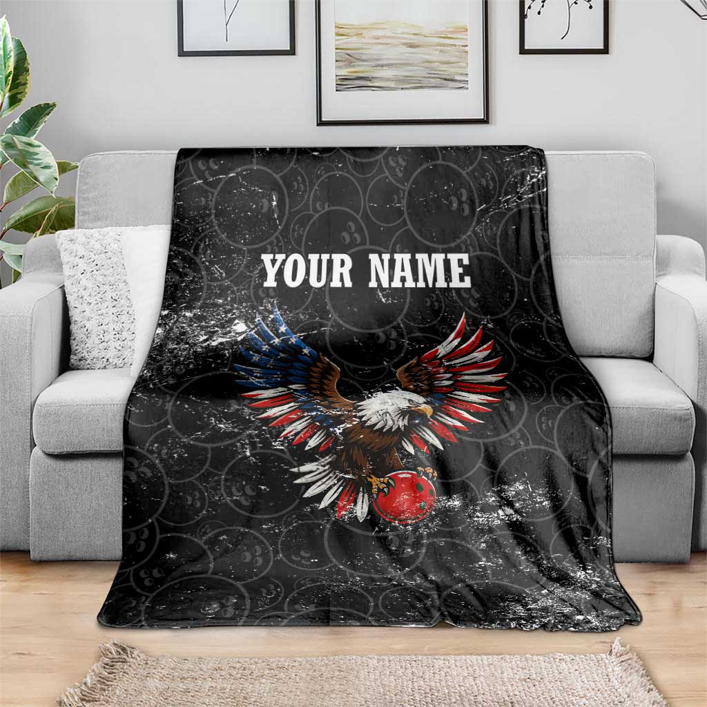 American Eagle Bowling Blanket with Distressed Flag and Grunge Pattern in Red White and Blue - Wonder Print Shop