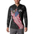 American Eagle Bowling Button Sweatshirt with Distressed Flag and Grunge Pattern in Red White and Blue - Wonder Print Shop