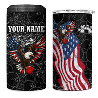 American Eagle Bowling 4 in 1 Can Cooler Tumbler with Distressed Flag and Grunge Pattern in Red White and Blue - Wonder Print Shop