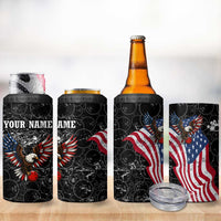 American Eagle Bowling 4 in 1 Can Cooler Tumbler with Distressed Flag and Grunge Pattern in Red White and Blue - Wonder Print Shop