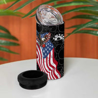 American Eagle Bowling 4 in 1 Can Cooler Tumbler with Distressed Flag and Grunge Pattern in Red White and Blue - Wonder Print Shop
