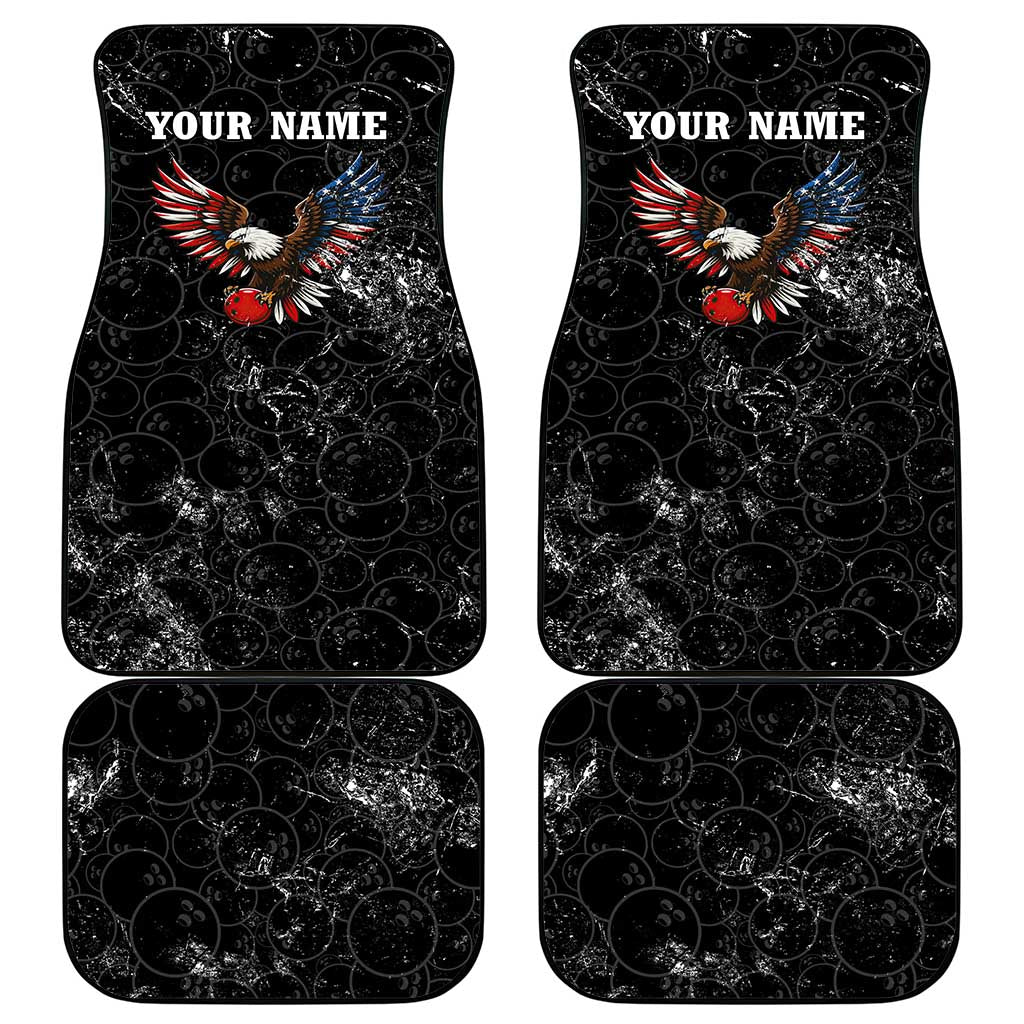 American Eagle Bowling Car Mats with Distressed Flag and Grunge Pattern in Red White and Blue - Wonder Print Shop